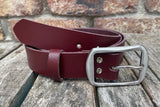 Plain leather belt with stainless steel buckle. 35mm wide choice of colour 9901BSS