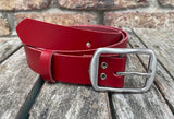 Plain leather 35mm wide belt with stainless steel buckle. Choice of 13 colour 9901BSS