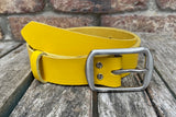 Plain leather belt with stainless steel buckle. 35mm wide choice of colour 9901BSS