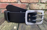 Plain leather 38mm wide belt with 2 prong stainless steel buckle. Choice of 13 colours