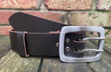 Plain leather 38mm wide belt with 2 prong stainless steel buckle. Choice of 13 colours