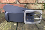 Plain leather 38mm wide belt with 2 prong stainless steel buckle. Choice of 13 colours