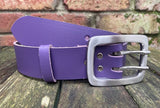 Plain leather 38mm wide belt with 2 prong stainless steel buckle. Choice of 13 colours