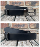 Buffalo leather 30mm wide belt with or without removable zinc antique silver buckle. Choice of 9 colours