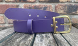 Plain leather 30mm or 38mm wide belt with solid brass buckle. Choice of 13 colours B019