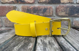 Plain leather belt with solid brass buckle. Choice of width & colour B019
