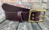 Buffalo leather 38mm wide belt with solid brass buckle. Choice of 9 colours (B028)