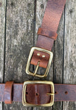Buffalo leather 38mm wide belt with solid brass buckle. Choice of 9 colours (B028)