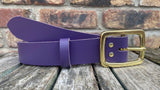Plain leather 38mm wide belt with solid brass buckle. Choice of 13 colours B028