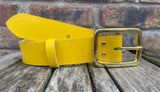 Plain leather belt with solid brass buckle. 38mm wide choice of colour B028