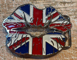 Union Jack lips metal belt buckle BK06