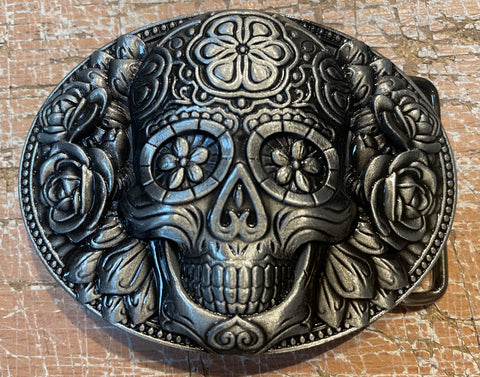 Sugar Skull metal belt buckle BK08