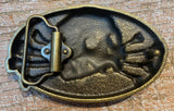Skull & bones metal belt buckle BK10