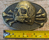 Skull & bones metal belt buckle BK10