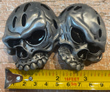 Double skull metal belt buckle BK11