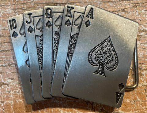 Royal flush metal belt buckle BK15