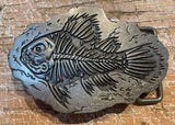 Fossilised fish metal belt buckle BK17