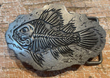 Fossilised fish metal belt buckle BK17
