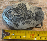 Fossilised fish metal belt buckle BK17