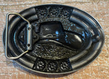 Cowboy hat metal belt buckle BK21
