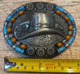 Cowboy hat metal belt buckle BK21