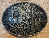 Flowers metal belt buckle BK24