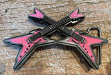Pink guitars metal belt buckle BK33
