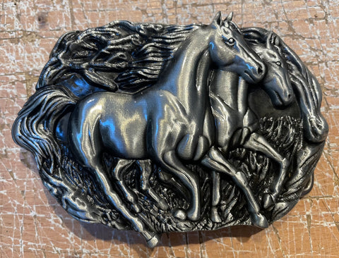 Horses metal belt buckle BK42