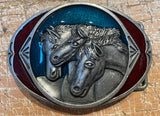 Horses head metal belt buckle BK43