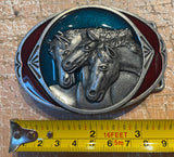 Horses head metal belt buckle BK43