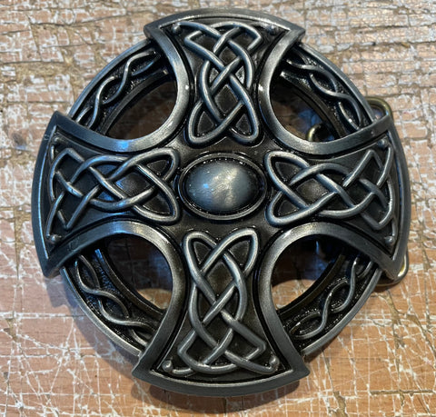 Celtic cross metal belt buckle BK44