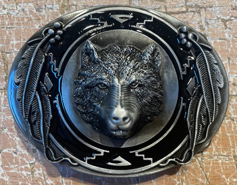 Wolf head metal belt buckle BK50