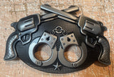 Handcuffs & pistols metal belt buckle BK63