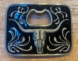 Bison bottlle opener metal belt buckle BK74