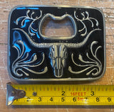 Bison bottlle opener metal belt buckle BK74