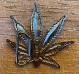 Cannabis leaf metal belt buckle BK76