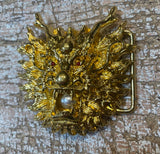 Chinese dragon head gold coloured metal belt buckle BK85