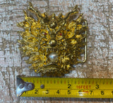 Chinese dragon head gold coloured metal belt buckle BK85