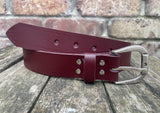 Plain leather 32mm wide belt with metal buckle. Choice of 13 colours BM1