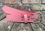 Plain leather 32mm wide belt with metal buckle. Choice of 13 colours BM1