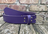 Plain leather 32mm wide belt with metal buckle. Choice of 13 colours BM1