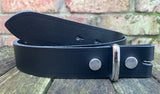 Plain leather 19mm-50mm wide press stud/snap belt with nickle plated steel studs. Choice of 13 colours.