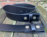 Plain leather 19mm-50mm wide press stud/snap belt with antique brass look steel studs. Choice of 13 colours.