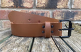 Plain leather 19mm-50mm wide belt with black single roller buckle. Choice of 13 colours