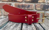 Plain Leather Belt with Solid Brass Single Roller Buckle. Choice of colour and Width
