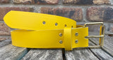 Plain Leather Belt with Solid Brass Single Roller Buckle. Choice of colour and Width