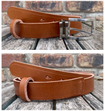 Buffalo leather 30mm wide belt with or without removable zinc brushed buckle. Choice of 9 colours