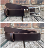 Buffalo leather 30mm wide belt with or without removable zinc brushed buckle. Choice of 9 colours