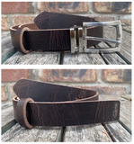 Buffalo leather 30mm wide belt with or without removable zinc brushed buckle. Choice of 9 colours