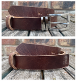 Buffalo leather 30mm wide belt with or without removable zinc brushed buckle. Choice of 9 colours